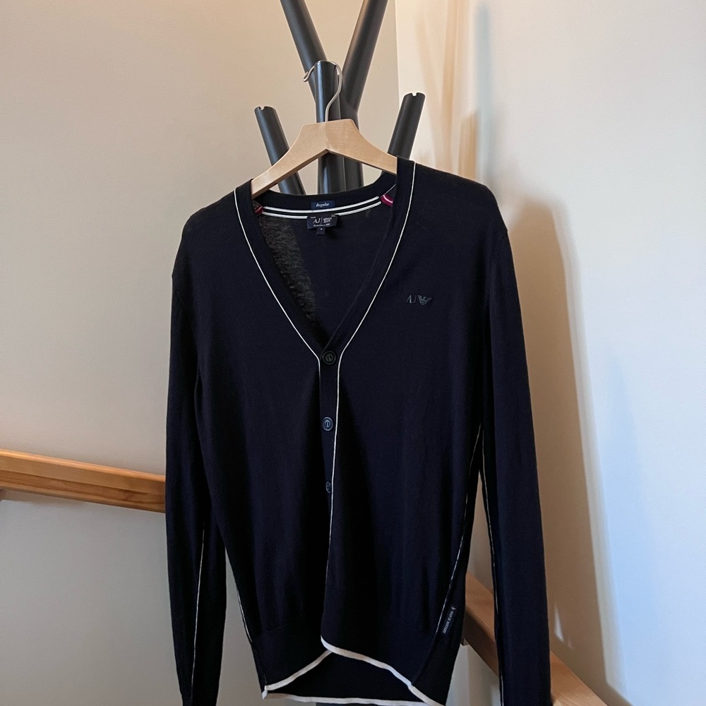 Armani Jeans Marine and White Cardigan Sweater